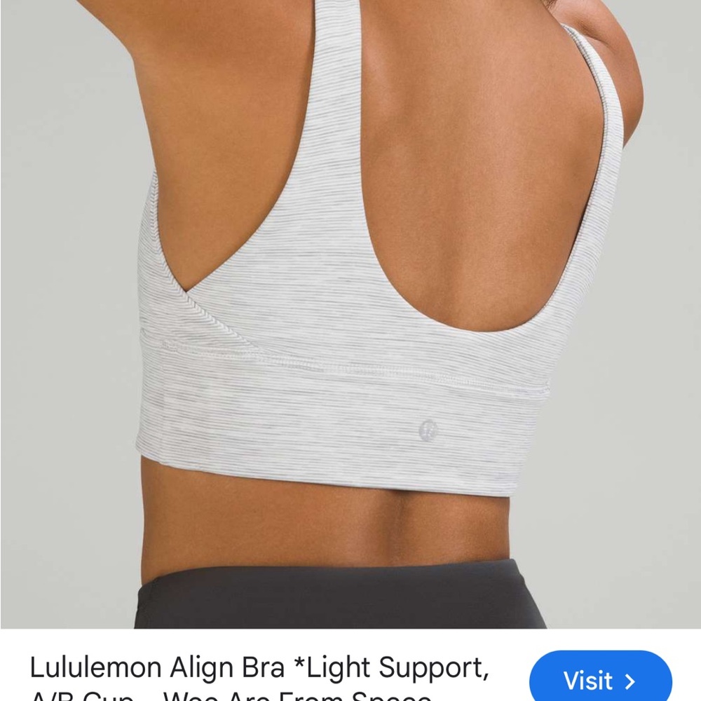 lululemon athletica Light Gray Striped Align Bralette